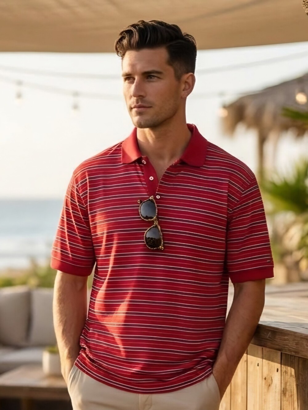 Tommy Hilfiger Golf Mercerized Cotton Polo Shirt Striped Vintage 2003 Large